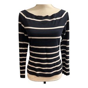 Escada Womens S Blue White Striped Nautical Top Shirt Boat Neck Sailing Boating